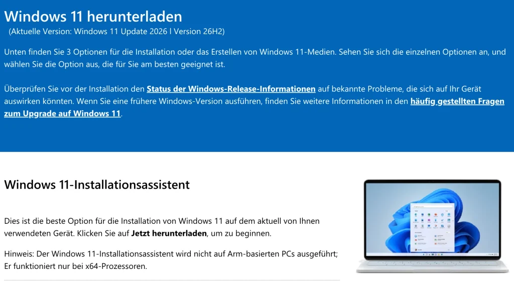 Windows 11 26H2 ISO herunterladen Windows 11 26H2 ISO herunterladen