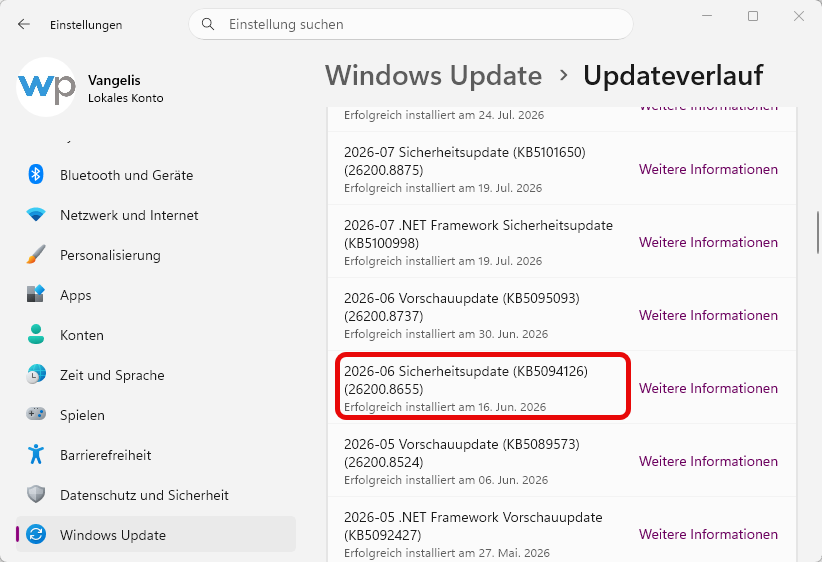 Windows 11 Einstellungen mit Windows Update und Build Nummer in den Systeminformationen Windows 11 Einstellungen mit Windows Update und Build Nummer in den Systeminformationen