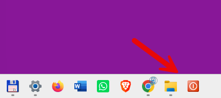 Windows Taskleiste mit angeheftetem Windows mit einem Klick herunterfahren