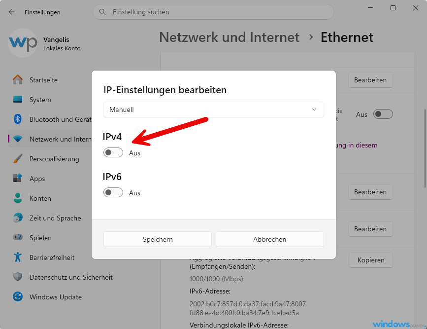 IPv4 aktivieren