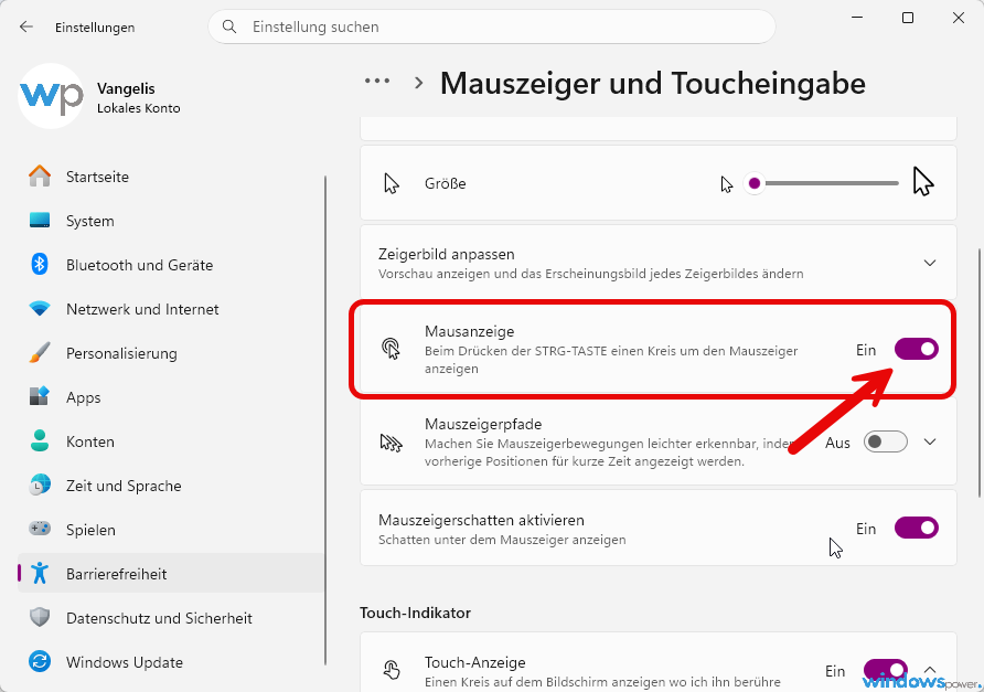 Windows 11 Mauszeiger finden