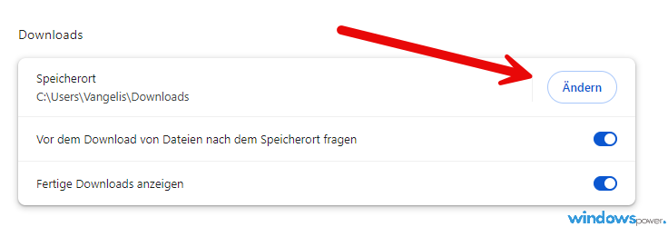 Chrome Einstellungen Downloads mit geaendertem Speicherort auf Laufwerk C Chrome Einstellungen Downloads mit geändertem Speicherort auf Laufwerk C