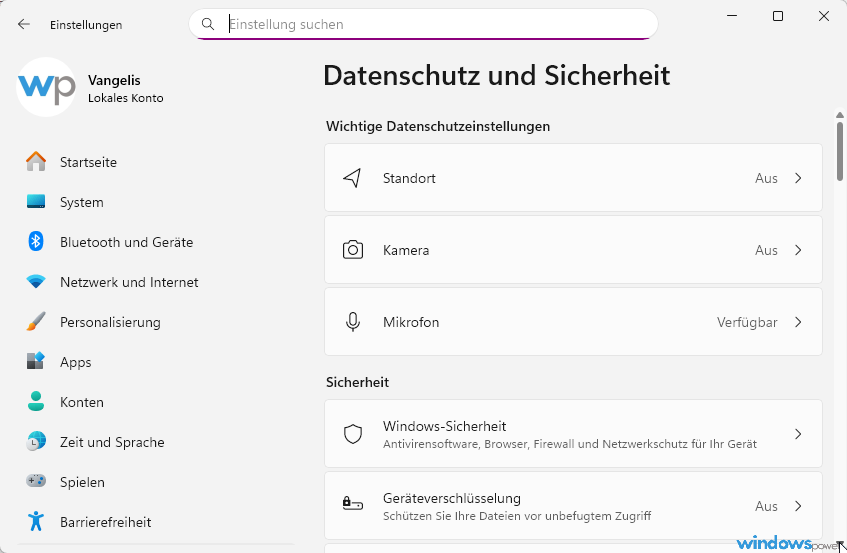 Datenschutz und Sicherheit in den Windows 11 Einstellungen mit App Berechtigungen Datenschutz und Sicherheit in den Windows 11 Einstellungen mit App Berechtigungen