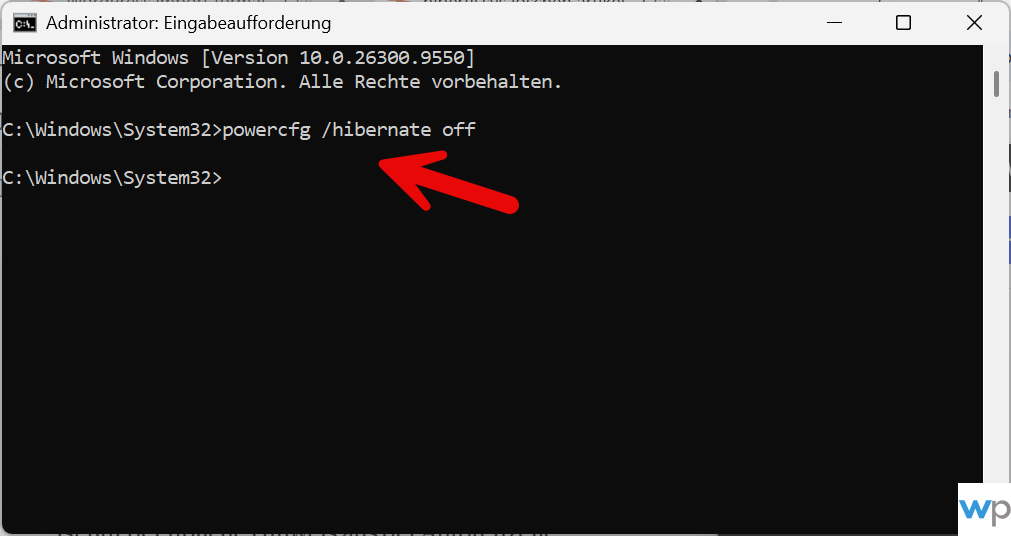 Eingabeaufforderung als Administrator mit dem Befehl powercfg hibernate off zum hiberfil.sys loeschen Eingabeaufforderung als Administrator mit dem Befehl powercfg hibernate off zum hiberfil.sys löschen