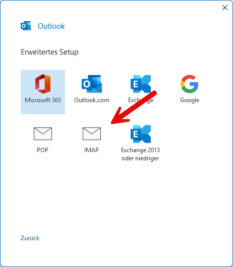 IMAP Konto in Outlook einrichten IMAP Konto in Outlook einrichten