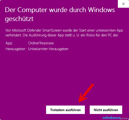 SmartScreen Meldung SmartScreen Meldung