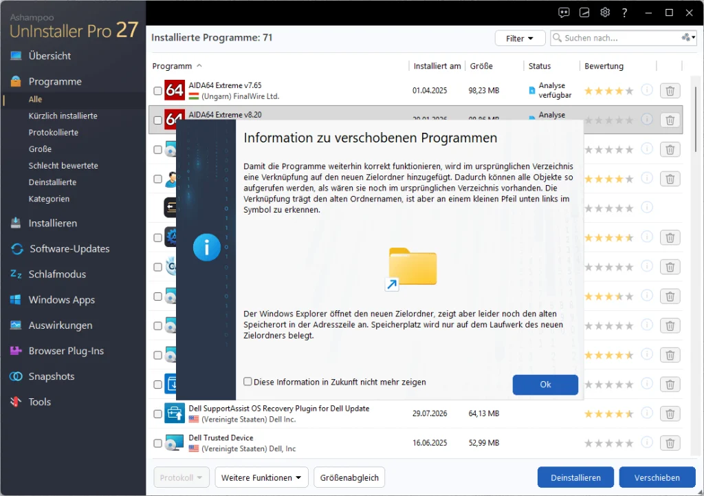 Software verschieben Software verschieben