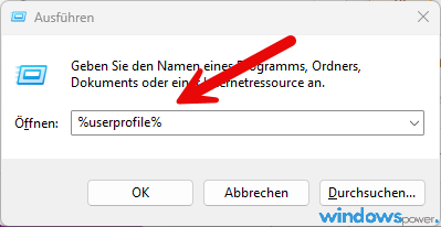 Windows 11 Benutzerordner oeffnen Ausfuehren Dialog mit userprofile Windows 11 Benutzerordner öffnen Ausführen Dialog mit userprofile