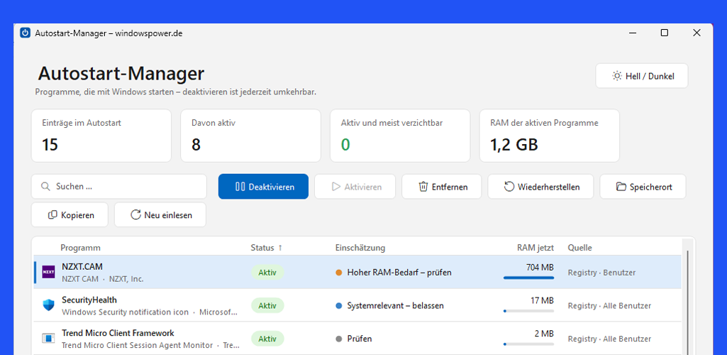 Autostart Manager Windows 11: Das kostenlose Tool von WindowsPower.de zum Aufräumen autostart manager windows 11 von windowspower