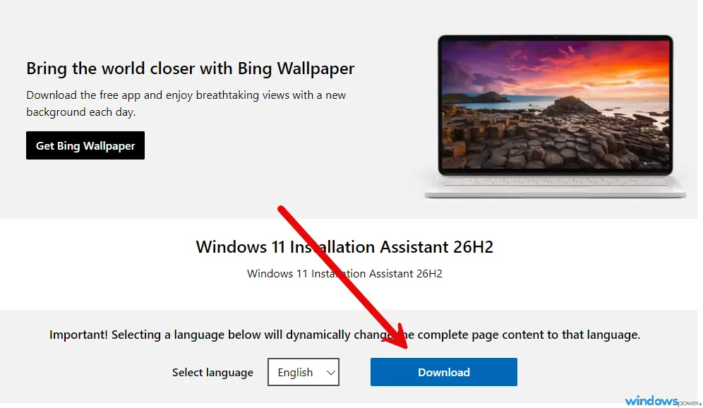 Windows 11 Installationsassistent 26H2