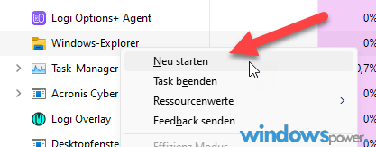 Task Manager Windows Windows Explorer per Batch-Datei neu starten